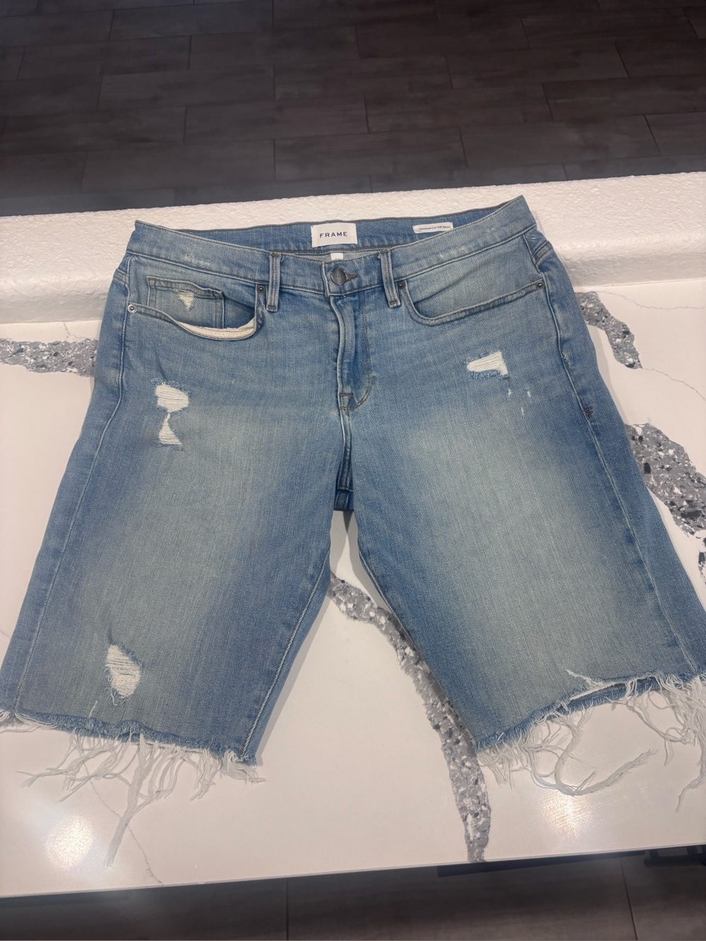 Frame Denim Distressed Dark Gray/Black Men's Denim Shorts